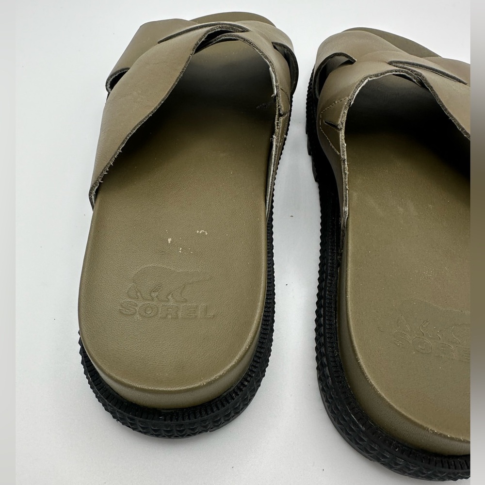 Sorel Women’s Roaming Criss Cross Slide Sandals 6.5 Olive Black Chunky Sole - Picture 4 of 8